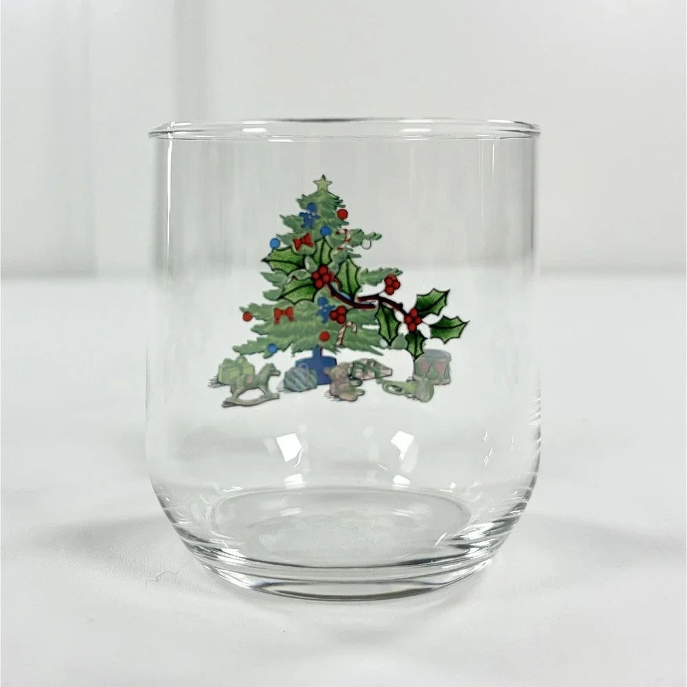 Vintage Arcoroc France Christmas Tree Milk and Cookies for Santa Glass Plate Set